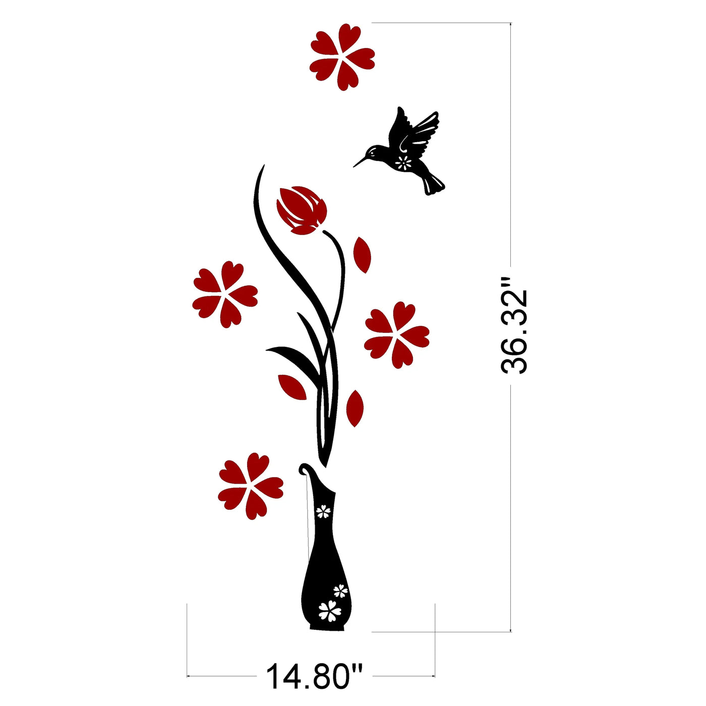 Flower Vase Wooden Wall Art For Room Hall