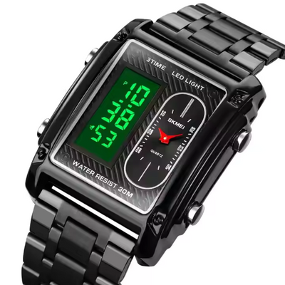Digital Unique Men Chrono Relogio Fashion Electronic Stainless Steel Watches