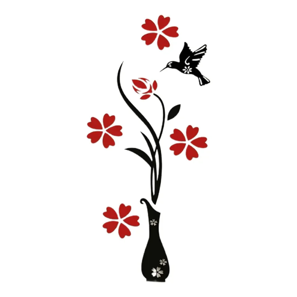 Flower Vase Wooden Wall Art For Room Hall