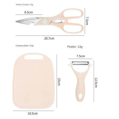 4 PCs Cutting Board With Knife Set(5717)-Green