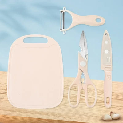 4 PCs Cutting Board With Knife Set(5717)-Green