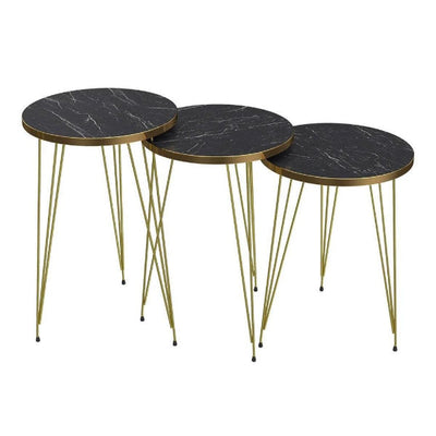 ROUND TABLES - BLACK MARBLE TOP WITH 3 FREE FLOWER VASES