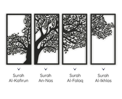 Tree of Surahs (4 Quls) Islamic Wall Art Set